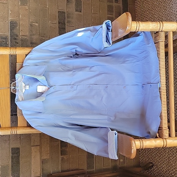 CJ Banks blue button-down tunic,  size 3X - Picture 2 of 9